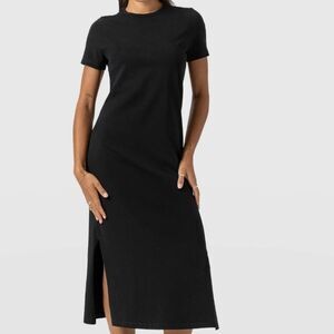 1493 NWT Saint + Sofia Easy T-Shirt Midi Dress - Black Sz US 6
